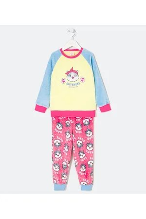 Cubus Pijama Longo Infantil em Fleece com Bordado de Gatinho - Tam 5 a 14 anos
