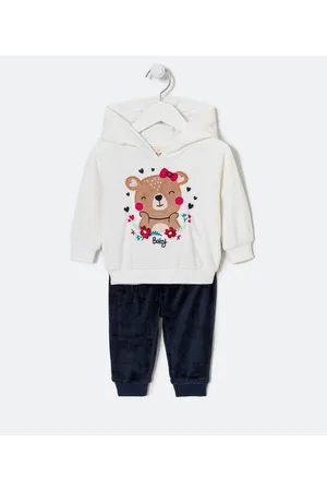 Teddy Boom Conjunto Infantil em Plush com Bordado de Urso - Tam 0 a 24 meses