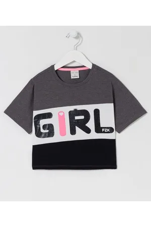 Fuzarka Blusa Infantil com Recortes e Estampa Girl - Tam 5 a 14 anos
