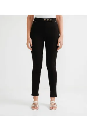 A-Collection Calça Legging em Ponto Roma com 03 Botões no Cós