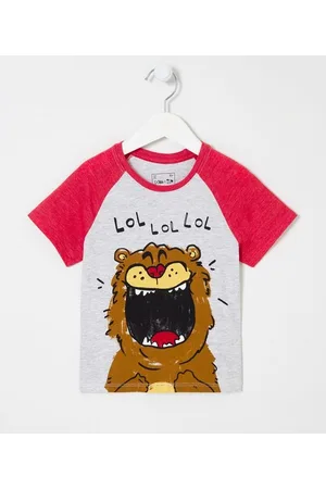 Póim (1 a 5 anos) Camiseta Infantil Manga Raglan com Estampa Urso - Tam 1 a 5 anos