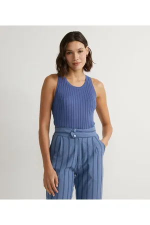 Marfinno Blusa Regata em Tricô Canelada com Alça Larga