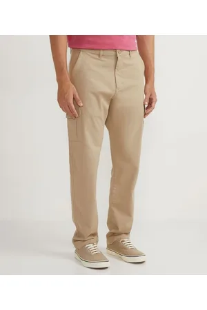 Ripping Calça em Sarja com Bolsos Diversos