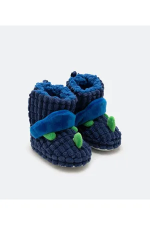Cubus Pantufa Botinha Infantil com Bordado de Dinossauro - Tam 19/20 ao 27/28