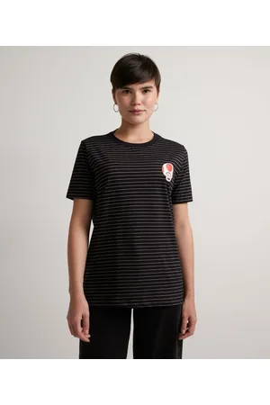 Nintendo Blusa Alongada em Algodão com Listras e Estampa do Toad de Mario Bros