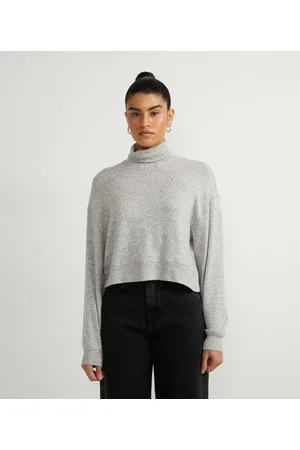 Blue Steel Blusa em Viscose com Gola Alta e Barra Mullet