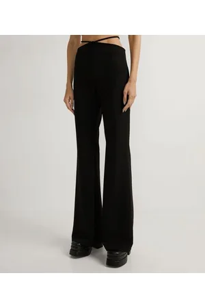 Blue Steel Calça Flare em Malha Crepe com Amarração no Cós