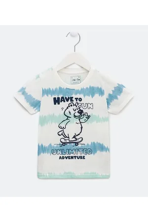 Póim (1 a 5 anos) Camiseta Infantil com Estampa Tie Dye e Urso de Skate - Tam 1 a 5 anos
