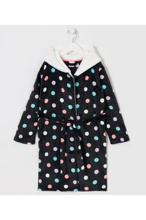 Cubus Roupão Infantil em Fleece com Estampado Poá e Panda no Capuz - Tam P ao GG