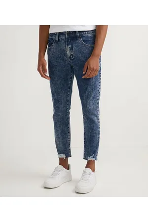 CALÇA MASCULINA SLIM DESTROYED MARMORIZADA