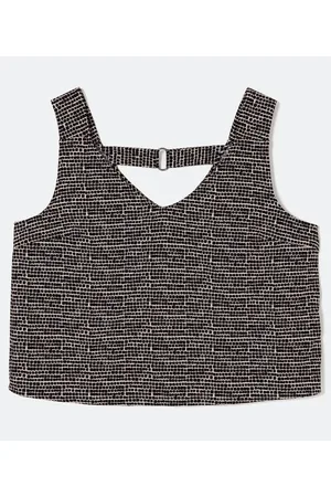 Cortelle Blusa Regata com Estampa de Mini Quadradinhos