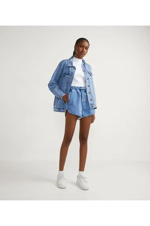Blue Steel Short Runner em Jeans com Cordão e Miçanga