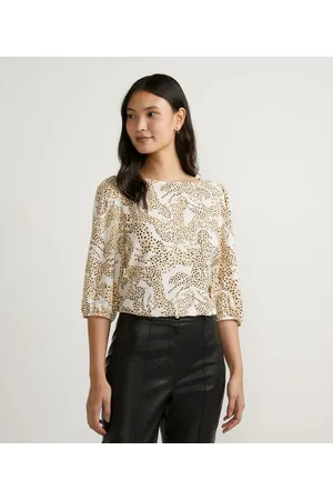 Cortelle Blusa em Viscose com Manga 3/4 e Estampa de Cavalos