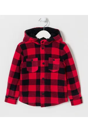 Póim (1 a 5 anos) Camisa Infantil Capuz e Estampa Xadrez - Tam 1 a 5 anos