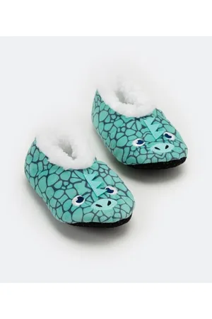 Cubus Pantufa Home Socks Infantil em Fleece com Estampa de Dinossauro - Tam P ao G