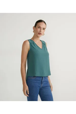 Cortelle Blusa Regata Texturizada com Pespontos nos Ombros