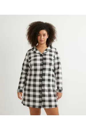 Ashua Curve e Plus Size Camisola Americana em Moletinho com Estampa Xadrez Curve & Plus Size