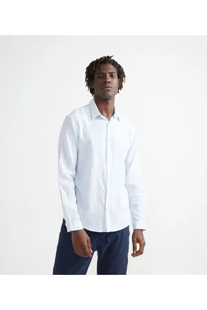 Marfinno Camisa Comfort em Linho Manga Longa com Listras