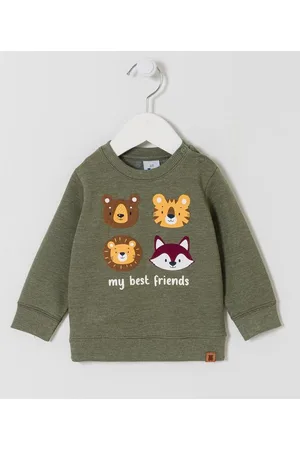 Teddy Boom Blusão Infantil em Moletom com Estampas de Amigos Bichinhos - Tam 0 a 18 meses