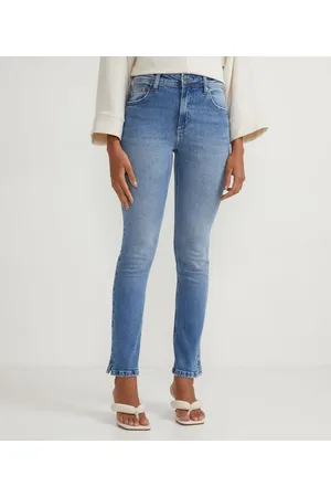 Marfinno Calça Reta Jeans com Cintura Alta