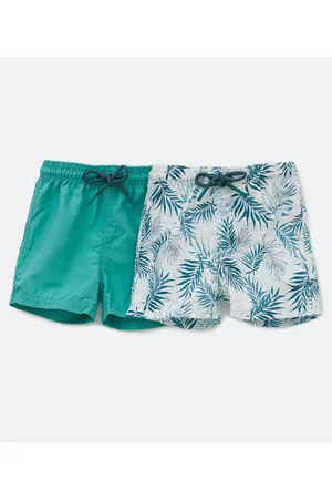 Póim (1 a 5 anos) Kit 02 Bermudas Infantil com Estampa de Folhagem - Tam 1 a 5 anos