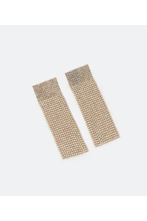 Cubus Maxi Brinco em Metal com Strass e Fios Pendentes