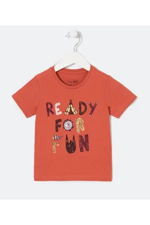 Póim (1 a 5 anos) Camiseta Infantil com Estampa Ready For Fun - Tam 1 a 5 anos