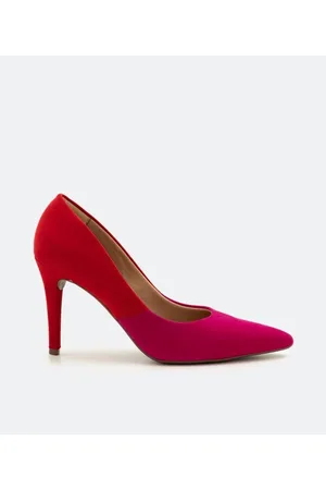 Satinato Sapato Scarpin Bicolor com Salto Fino e Bico Fino