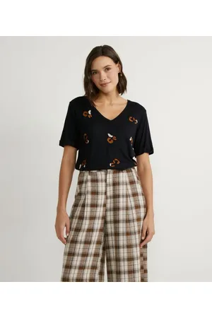 Marfinno Blusa T-shirt em Viscose com Estampa de Florzinhas