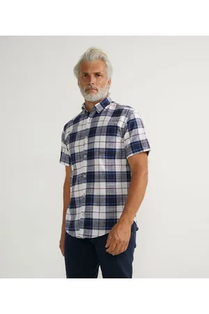 Marfinno Camisa Comfort em Algodão Xadrez com Manga Curta