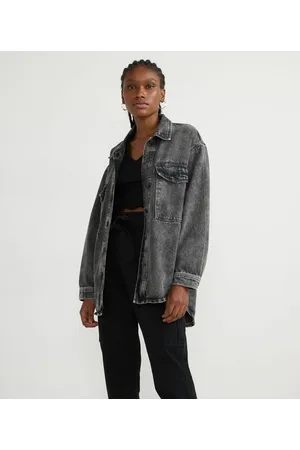 Blue Steel Camisa Alongada Jeans com Bolsos e Barra Mullet