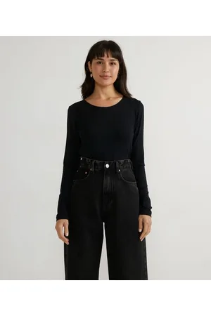 Blue Steel Blusa Cropped em Viscolycra com Manga Longa