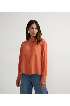Marfinno Camisa em Viscose com Botões nas Costas e Barra Mullet