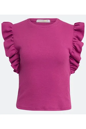 Blue Steel Blusa Regata em Ribana Canelada com Babadinho nas Cavas