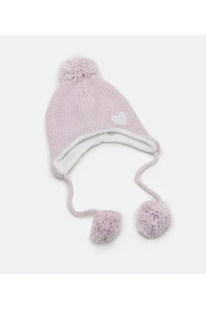 Teddy Boom Gorro Infantil com Pompons e Bordado de Coração - Tam 0 a 12 meses