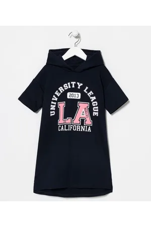 Fuzarka Vestido Infantil em Moletom com Capuz e Estampa California - Tam 5 a 15 anos
