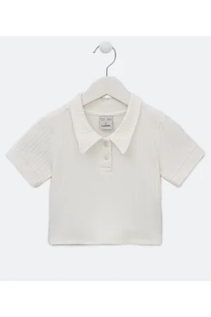 Fuzarka Blusa Cropped Infantil Canelada com Gola Polo - Tam 1 a 5 anos