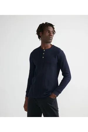 Marfinno Camiseta Manga Longa com Textura e Gola Henley