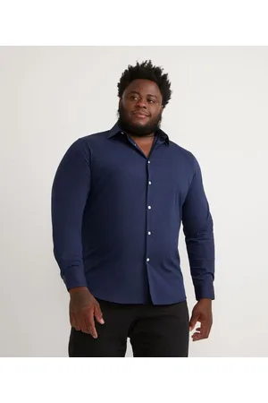 Preston Field Camisa Social em Algodão Manga Longa com Textura Maquinetada