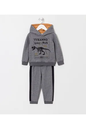 Póim (1 a 5 anos) Conjunto Infantil blusão com Capuz e Estampa Dino - Tam 1 a 5 Anos