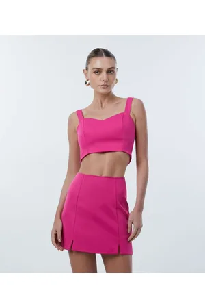Cortelle Blusa Regata Cropped em Crepe com Lastex