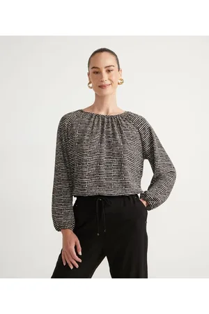 Cortelle Blusa com Estampa Quadradinhos Irregulares