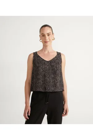 Cortelle Blusa Regata com Alça Larga e Estampa Animal Print Zebra