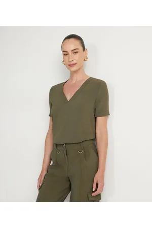 Cortelle Blusa com Pesponto no Decote e nas Mangas