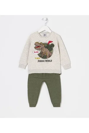 Jurassic World Conjunto Infantil com Estampa de Dinossauros e Barbatanas - Tam 2 a 5 anos
