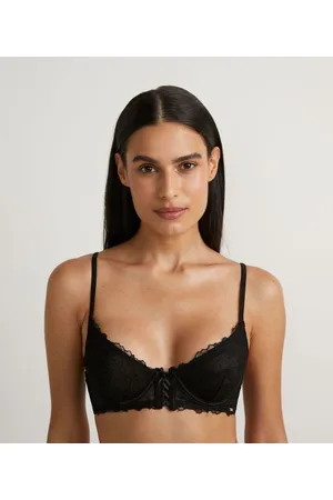 Love & Toast Sutiã Sem Bojo com Aro em Tule Bordado com Fitas Entrelaçadas