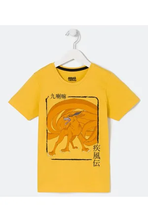 Naruto Camiseta Infantil Manga Curta com Estampa da Raposa de Nove Caudas