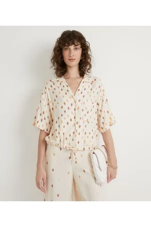 Cortelle Camisa Manga Curta em Viscose com Estampa de Losangos