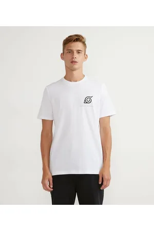 Camiseta Manga Curta em Algodão com Estampa do Gaara Branco
