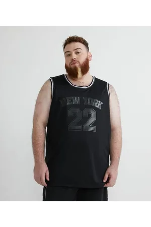 Get Over Regata Esportiva Estilo Basquete com Lettering New York 22 - Plus Size